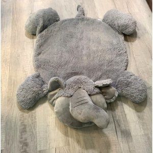 New Baberoo Elephant Rug Gray Plush Play Mat 39 in x 32 in Stuffed fluffy